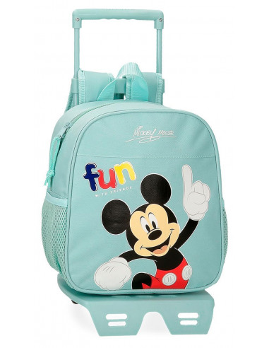 43220T1 ADAPT. BACKPACK  25CM.W/TROLLEY  MICKEY FUN WITH FRI